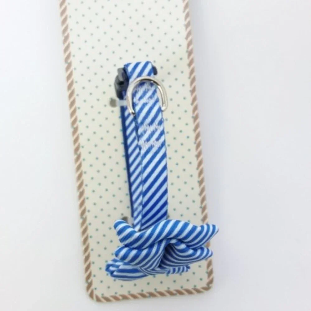 Dog Pet Collar Blue & White Stripe XS